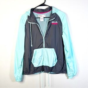 BILLABONG Women's Size Large Windbreaker Jacket Gray / Light Blue